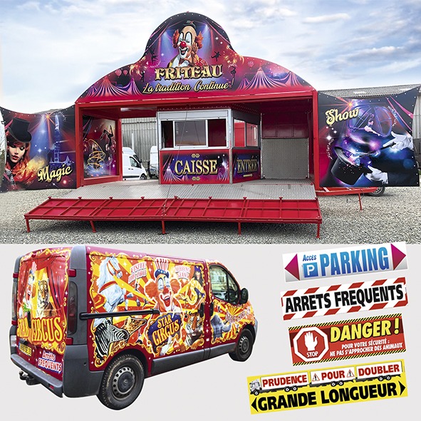 marquages supports divers cirque autocollants vehicules cirque