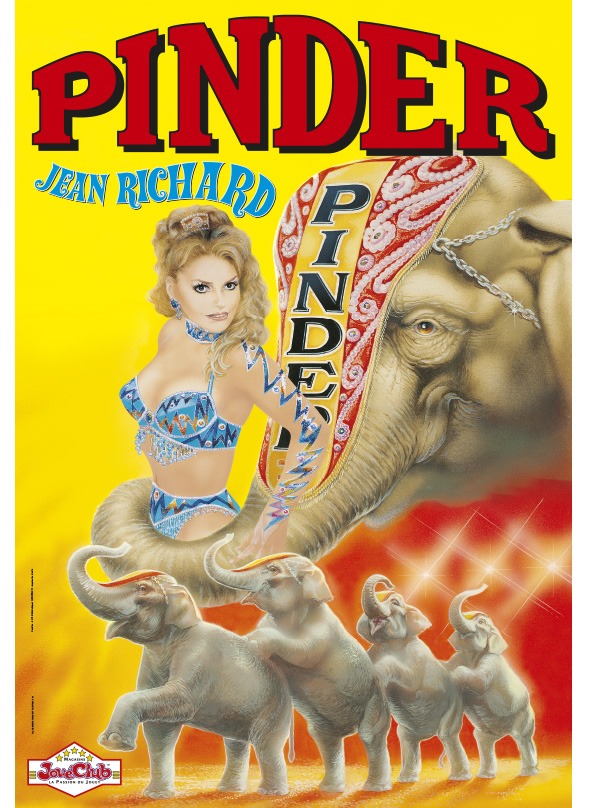 Affiche cirque pinder éléphants