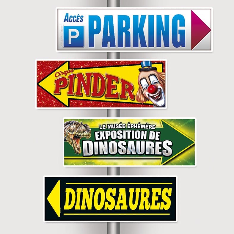 IMAGE CATEGORIE PRODUIT promocyrk promocirque FLECHES PLASTIQUE cirque exposition parking toilettes modeles de fleches pour indiquer spectacle exposition toilettes parking