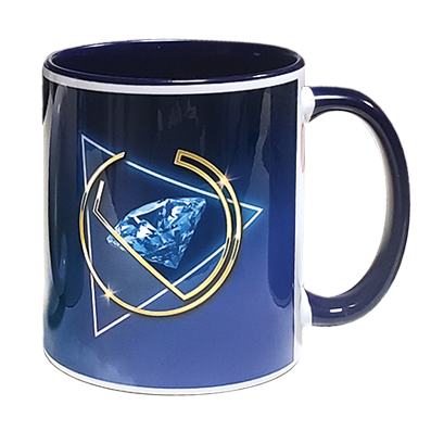 mug en gres publicitaire pour un cabaret le diamant bleu